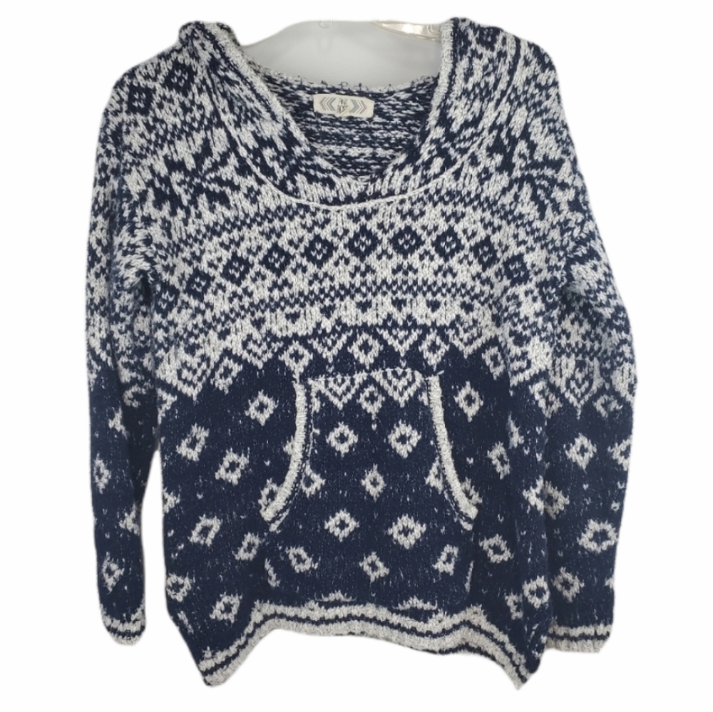 Pink Rose medium sweater hoodie knit fair isle top